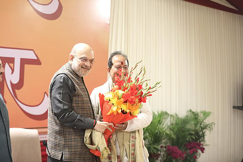 Bihar Deputy Chief Minister Vijay Kumar Sinha was felicitated by Union Home Minister Amit Shah