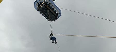 The tourists — Muhammad Safwan, 31, his wife Thaufina, 26, and their children Evan, 6, and Ethara, 3 — along with a woman staff member of the restaurant, were stuck mid-air for nearly two hours
