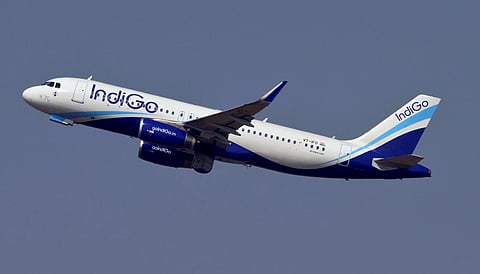 An Airbus A320 aircraft from IndiGo airlines takes off from the Indira Gandhi international airport in New Delhi.