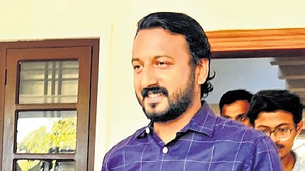 Rahul Mamkootathil coming out of his house in Adoor
