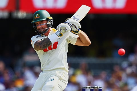 Australia's Jake Weatherald plays a shot during the second Ashes cricket test match between Australia and England in Brisbane.