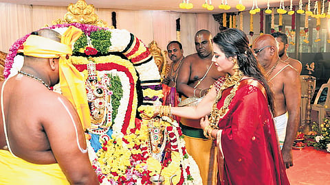 Dokiparru Mahakshetram celebrated its 10th anniversary with the grand performance of Sri Srinivasa Kalyanam on Friday.