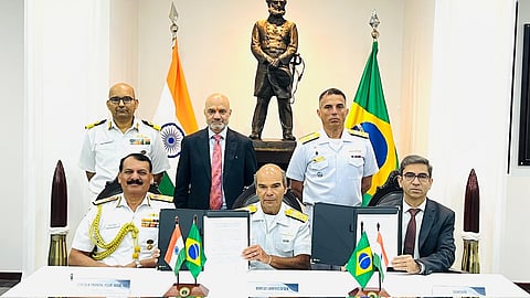 A MoU was signed between the Indian Navy, Brazilian Navy, and
Mazagon Dock Ltd on exchange of information related to maintenance of Scorpène-class submarines & other naval vessels.
