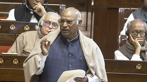 LoP in Rajya Sabha Mallikarjun Kharge during Vande Mataram debate.