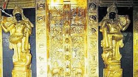 The gold-covered sanctum of the Sabarimala temple
