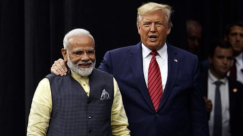 President Donald Trump (R) with Prime Minister Narendra Modi.