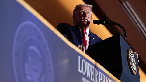 President Donald Trump speaks at Mount Airy Casino Resort, Tuesday, Dec. 9, 2025, in Mount Pocono, Pa.