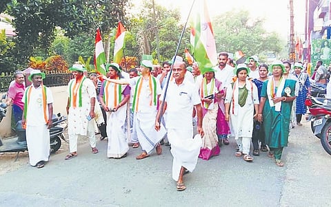 UDF workers take out a victory march in Manjapra panchayat on Sunday