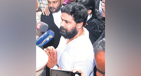 Actor Dileep addressing the media soon after being acquitted in the actor assault case