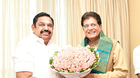 Piyush Goyal commenced a crucial meeting with AIADMK general secretary Edappadi K Palaniswami today.