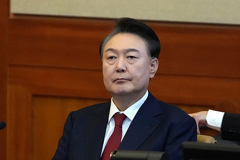 South Korea's impeached President Yoon Suk Yeol attends a hearing of his impeachment trial at the Constitutional Court in Seoul, South Korea, Feb. 11, 2025.