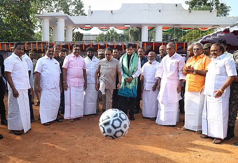 Union Minister of State for Home Affairs Nityanand Rai inaugurates a modern mini stadium that has been constructed at Anna Thidal, a historic playground spread over about 9,600 sq. metres