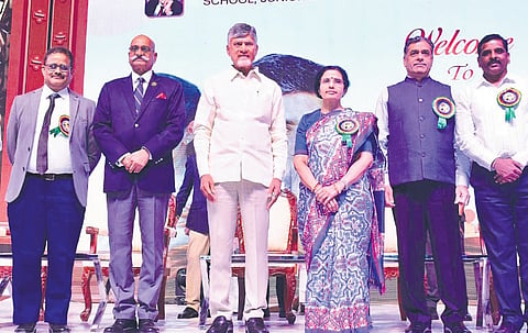 CM Nara Chandrababu Naidu takes part in the NTR Educational Institutions anniversary celebrations in Hyderabad