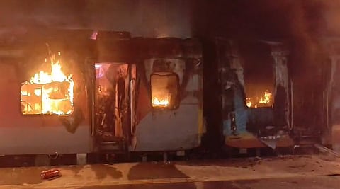 According to police, the fire broke out in the B1 AC coach near Elamanchili railway station around midnight.