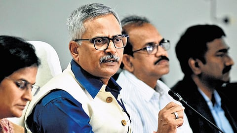 ACB Director General Atul Singh addressing media in Vijayawada