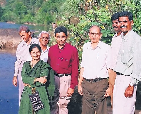 Prof Madhav Gadgil during his visit to Tumakuru