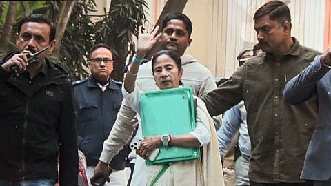 West Bengal Chief Minister Mamata Banerjee during her address to the media, in Kolkata, Thursday, Jan. 8, 2026. Banerjee on Thursday alleged that ED officials were attempting to seize TMC's hard disks, internal documents and sensitive organisational data during a search operation at the residence of I-PAC chief Prateek Jain.