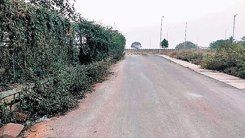 The road in Nadaprabhu Kempegowda Layout that is set to be widened.
