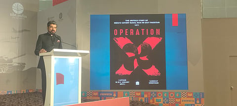 Author Sandeep Unnithan, who co-authored 'Operation X', speaking during the panel discussion.