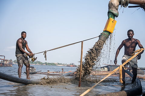Sand extraction in progress in Lagos waters.