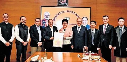 A delegation of the Communist Party of China at the BJP headquarters in New Delhi