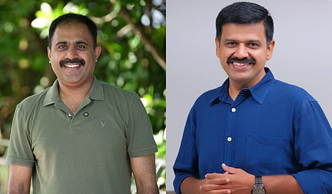 Youth Congress national secretary Abin Varkey (L) and Sandeep Varier.