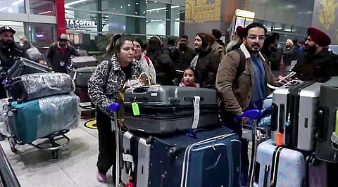 Indians arrive at IGI Airport from Iran amid escalating regional tensions.