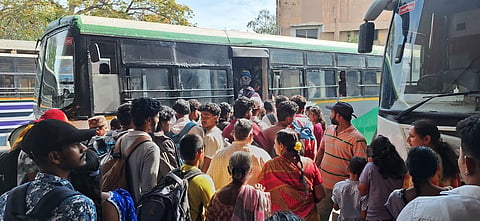 Overcrowded at Kakinada Bus station.