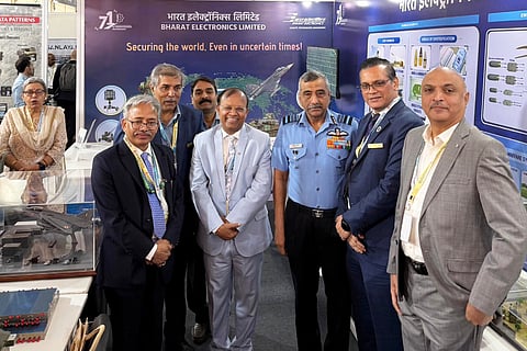 Chief of Integrated Defence Staff Air Marshal Ashutosh Dixit at the BHEL Pavillion at the EWCI 2026