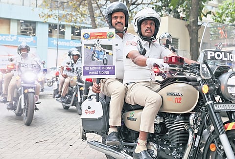 As part of an awareness campaign, the Bengaluru Traffic Police organised a ‘Road Safety Bike Rally’ on Sunday. The rally commenced from Kanteerava Stadium and passed through MG Road before concluding at the Senior Police Officers’ Mess. City Police Commissioner Seemanth Kumar Singh and Joint Commissioner of Police (Traffic) Karthik Reddy participated in the rally
