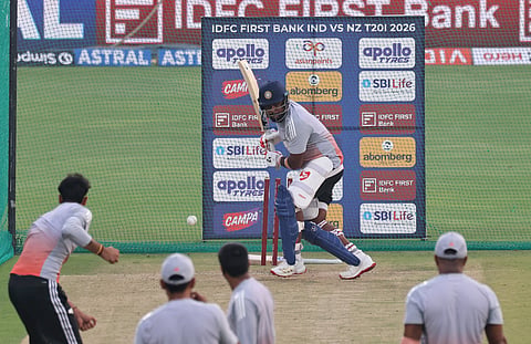 Sanju Samson during practice on Friday