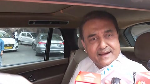 NCP leader Praful Patel speaking to the media after meeting Maharashtra Chief Minister Devendra Fadnavis