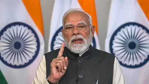 Prime Minister Narendra Modi addresses the nation as he gives his remarks on the Union Budget 2026-27, in New Delhi.