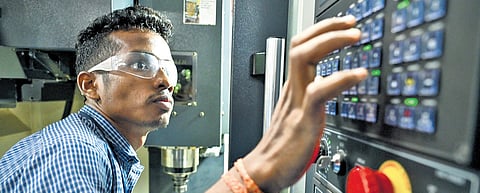 A student learning toolmaking at CTTC in Bhubaneswar.