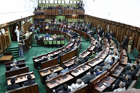 The protests escalated with sloganeering by NC and Congress members, followed by counter sloganeering from BJP members.