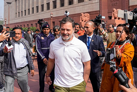 Leader of Opposition in the Lok Sabha Rahul Gandhi during the Budget Session of the Parliament, in New Delhi, Tuesday, Feb. 3, 2026.