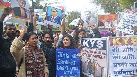 Student protest at North Campus on Tuesday.