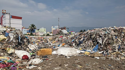 Massive mountains of garbage in the eight-acre dumpyard located less than 100 metres from the Tirupattur–Krishnagiri State Highway.