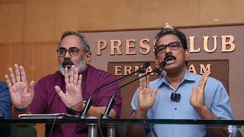 BJP state president Rajeev Chandrasekhar and 20-20 Party leader Sabu M Jacob
