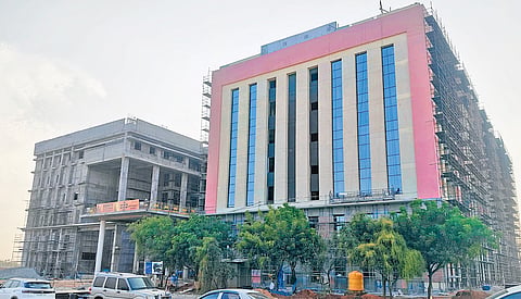The AIIMS campus, which is being built on 220 acres at an estimated cost of Rs 2,021.51 crore, at Thoppur in Madurai