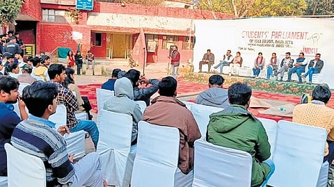 The session was addressed by leaders from student organisations across the political spectrum.