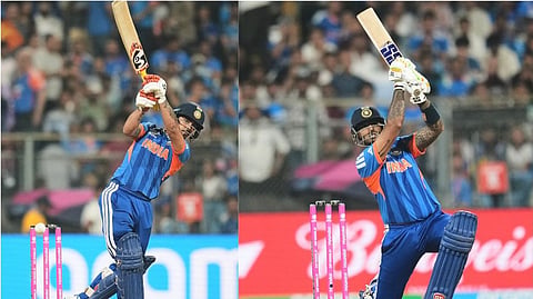 Ishan Kishan (L) and Suryakumar Yadav in action against USA on Saturday
