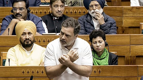 LoP in the Lok Sabha Rahul Gandhi speaks during the Budget session of Parliament, in New Delhi, Wednesday, Feb. 11, 2026.