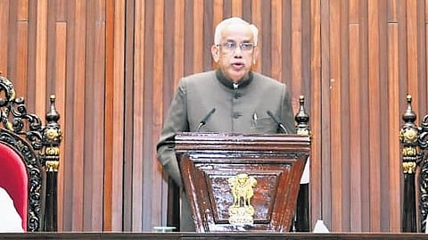 Governor S Abdul Nazeer addressing the joint session during day one of the Assembly session at Velagapudi on Wednesday | Express
