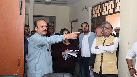 Delhi Urban Development Minister Ashish Sood inspects the EWS flats at Bhalswa.
