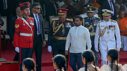 Sri Lankan President Anura Kumara Dissanayake arrives at the country's 78th Independence Day ceremony in Colombo, Sri Lanka, Wednesday, Feb. 4, 2026.