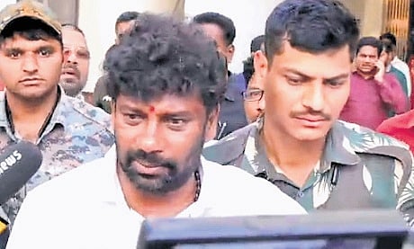 Police take BRS leader and former Chennur MLA Balka Suman into custody from
his residence at Kyathanpalli in Mancherial district on Wednesday.