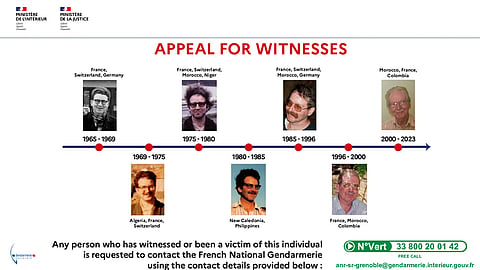 This Gendarmerie appeal published Monday, Feb. 10, 2026, on the Ministry of Interior website shows a call for witnesses in the Laveugle case. French authorities have revealed the identity of a 79-year-old man accused of raping and sexually assaulting 89 minors over five decades.