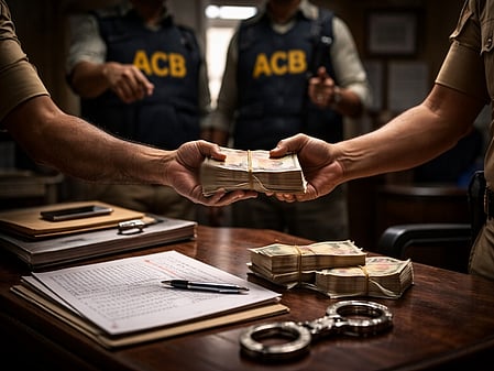 The ACB said the officials had initially demanded Rs 10 lakh, which was later reduced to Rs 3.5 lakh after negotiations with the complainant.