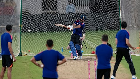 Indias Ishan Kishan during a practice session ahead of the ICC Men's T20 World Cup 2026 cricket match between India and Zimbabwe, at M. A. Chidambaram Stadium in Chennai, Tuesday, Feb. 24, 2026.